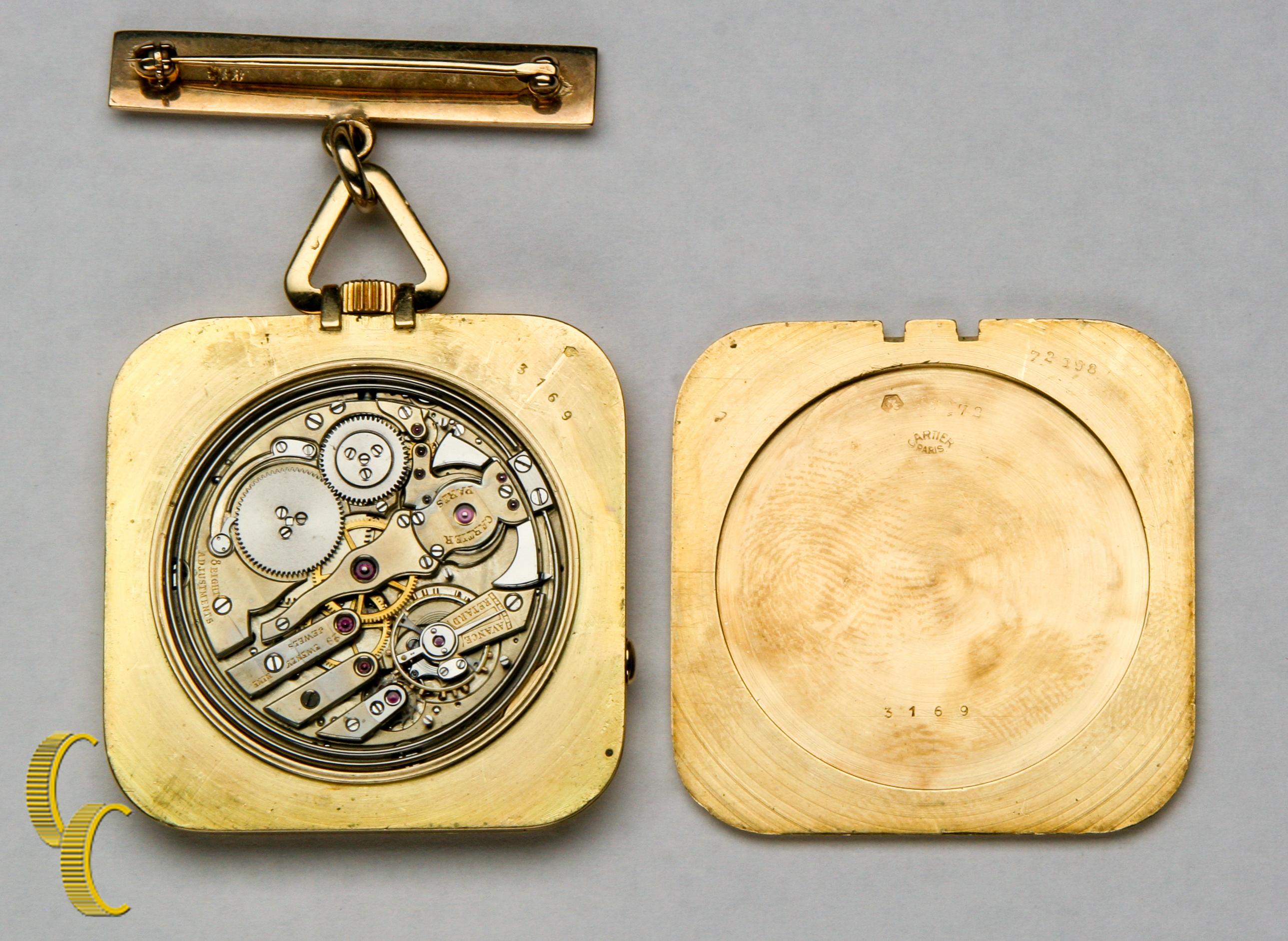 Cartier Yellow Gold Antique Square 29 Jewels Repeater Pocket Watch en vente 3