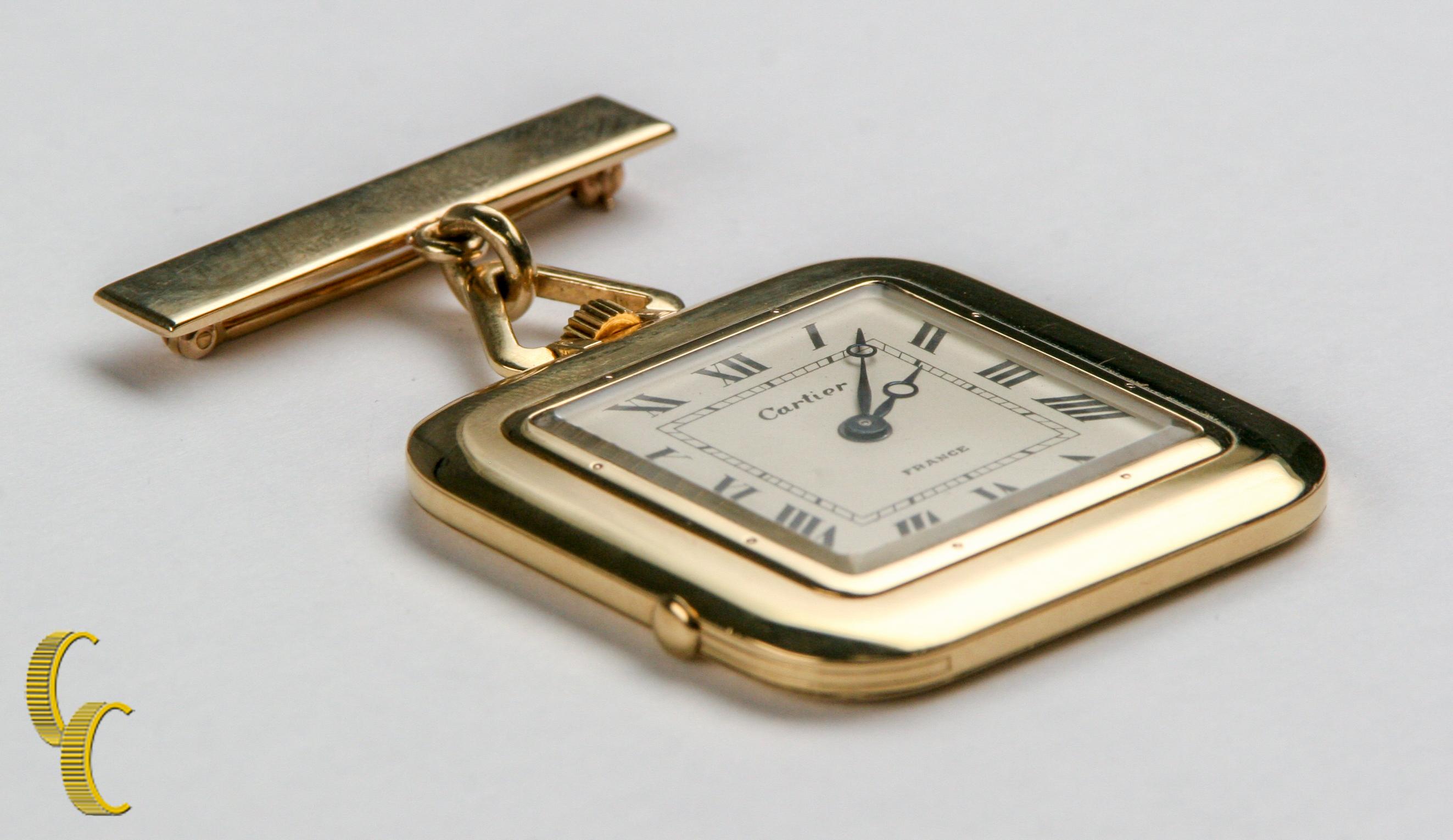 Cartier Gelbgold Antike quadratische 29 Juwelen Repeater Taschenuhr, Gelbgold für Damen oder Herren im Angebot