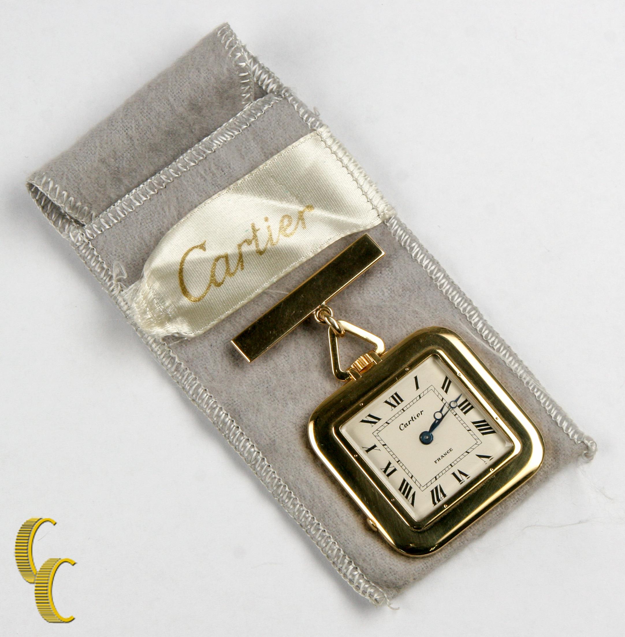 Cartier Yellow Gold Antique Square 29 Jewels Repeater Pocket Watch For Sale 2