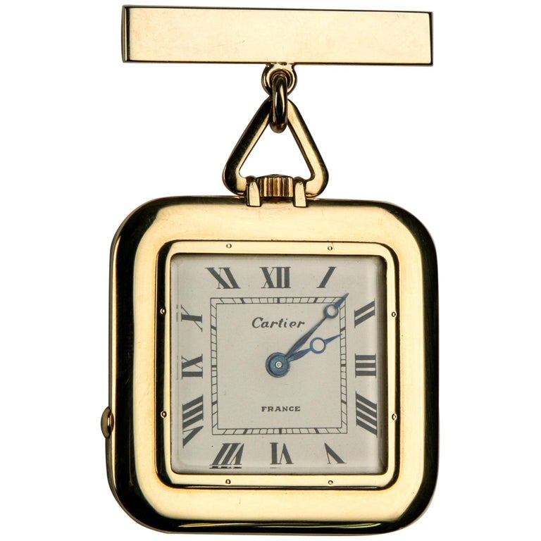 Cartier Yellow Gold Antique Square 29 Jewels Repeater Pocket Watch