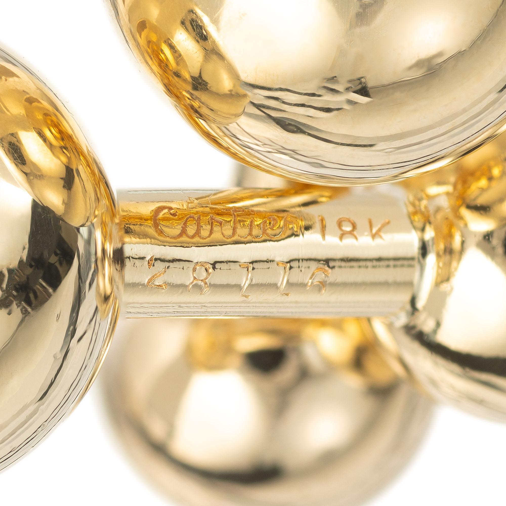 Cartier Doppelseitige Manschettenknöpfe aus Gelbgold mit Barbell Damen im Angebot