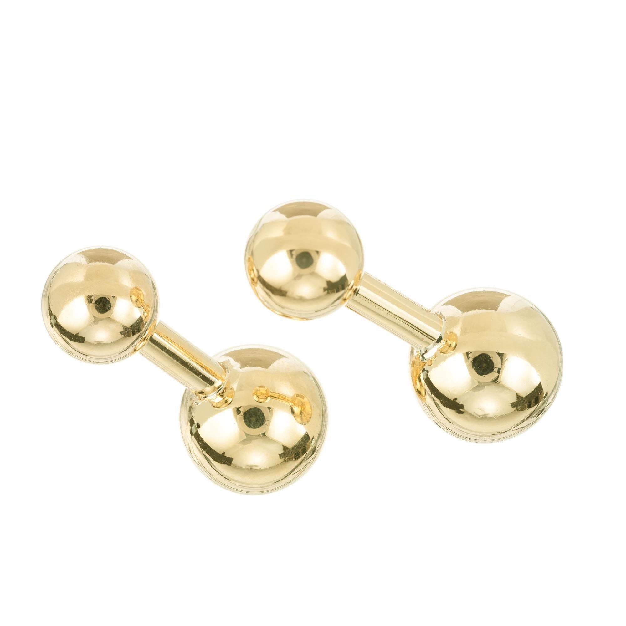 Women's Cartier Yellow Gold Barbell Double Sided Cufflinks For Sale