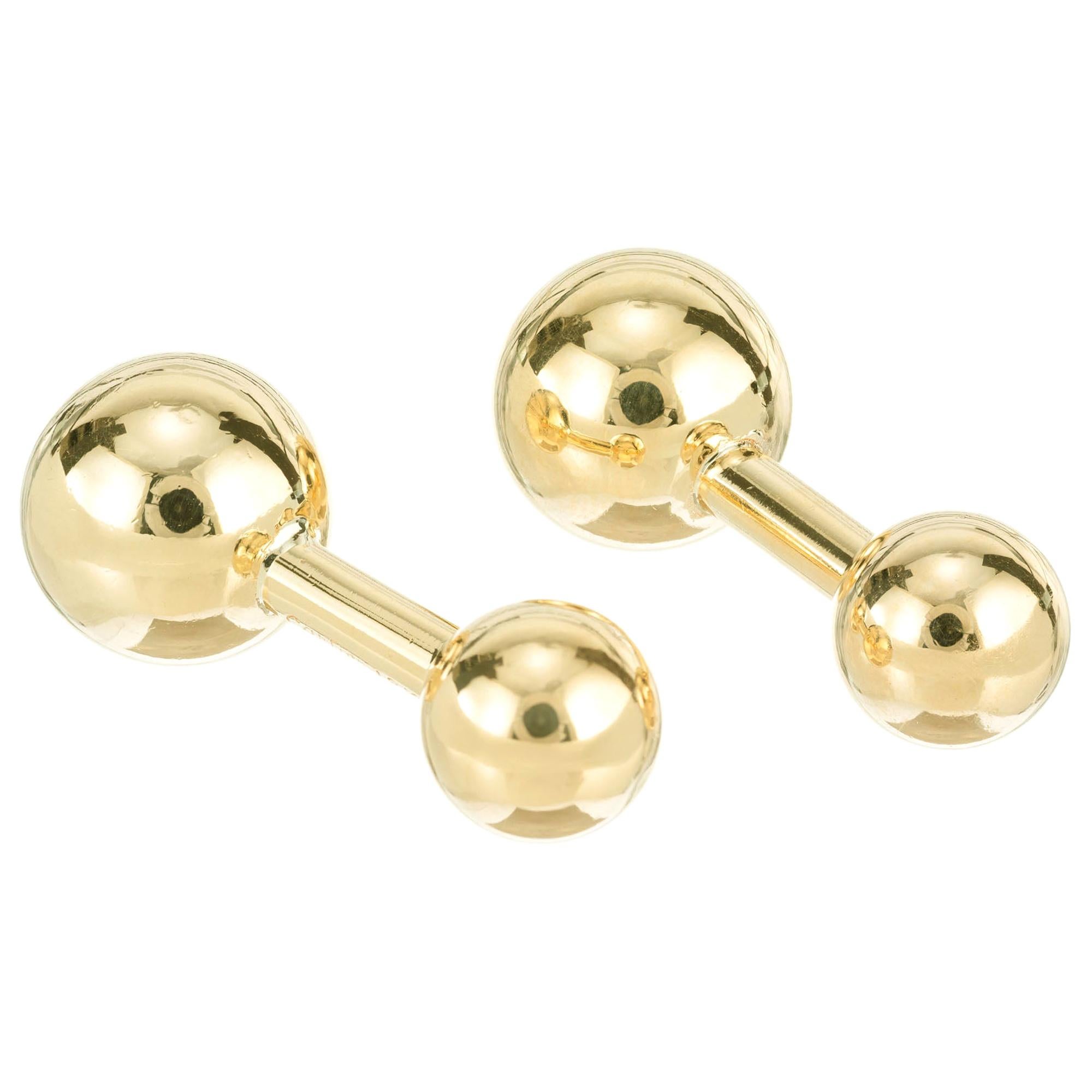 Cartier Yellow Gold Barbell Double Sided Cufflinks For Sale