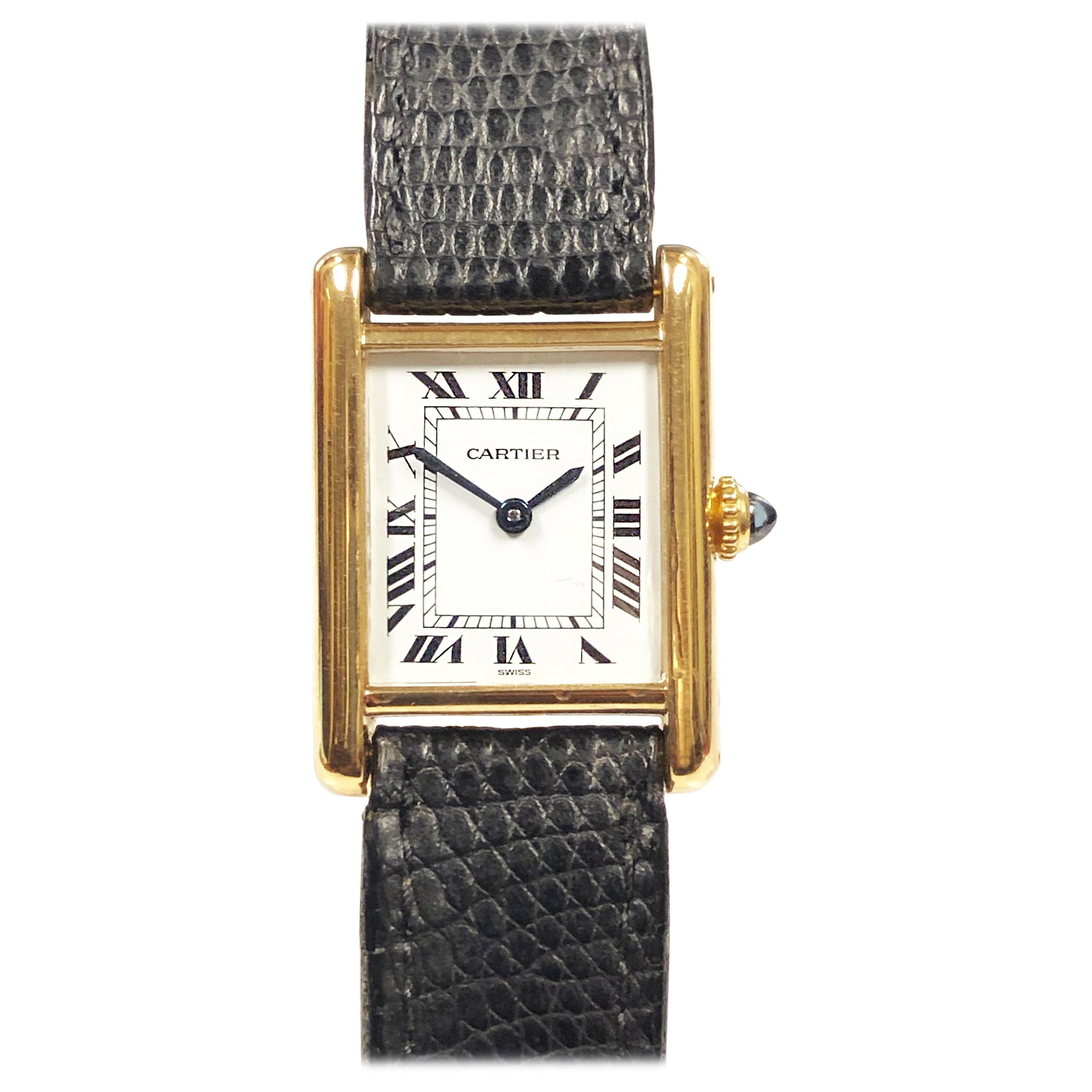 Cartier Yellow Gold Classic Ladies Tank Mechanical Wrist watch