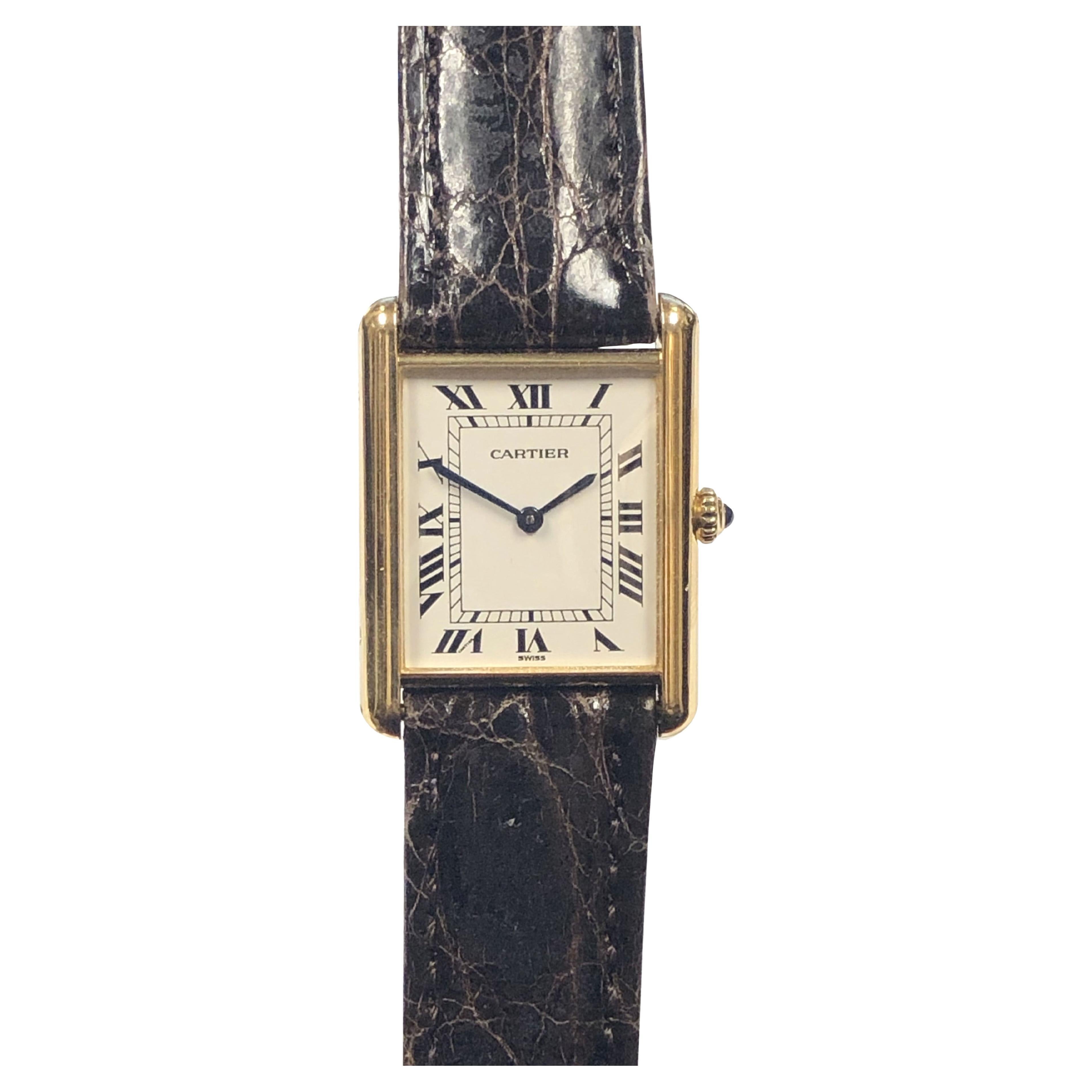 Cartier Yellow Gold Classic Louis Cartier Tank Quartz Wrist Watch