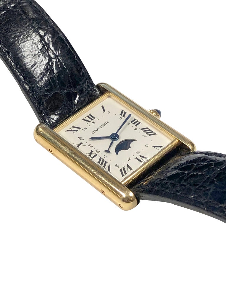 Cartier Yellow Gold Classic Tank Moonphase Calendar Wrist Watch at ...