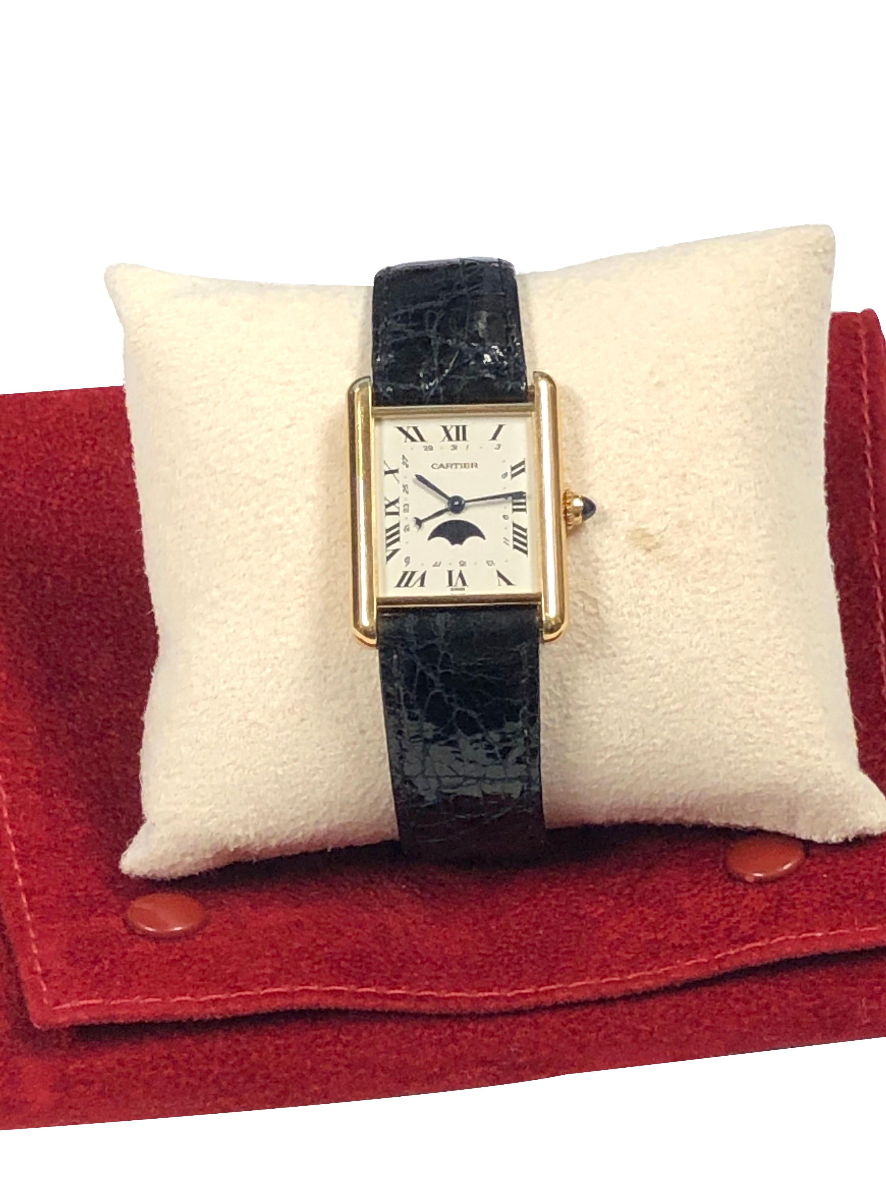 Cartier Yellow Gold Classic Tank Moonphase Calendar Wrist Watch 1
