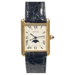 Cartier Yellow Gold Classic Tank Moonphase Calendar Wrist Watch