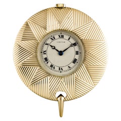 Cartier Yellow Gold Cream Roman Dial Pendant Fob Watch with Gold Chain