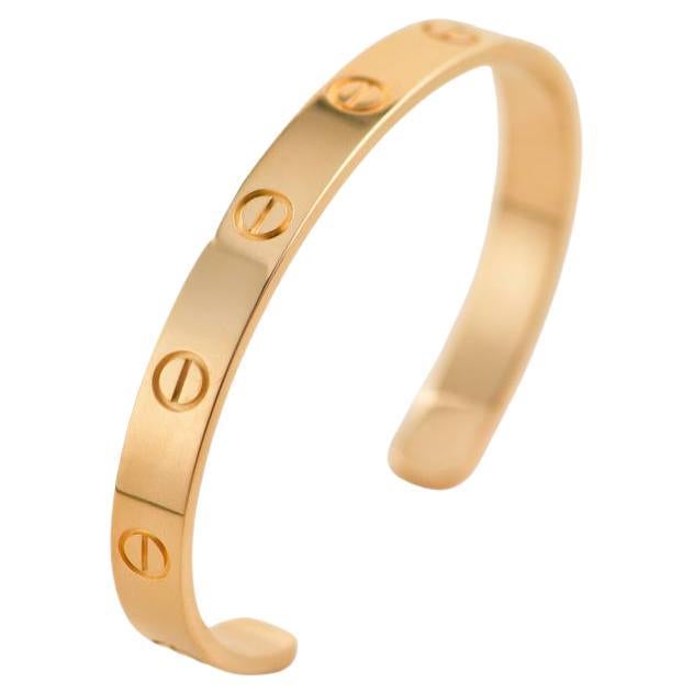 Cartier Yellow Gold Cuff Love Bracelet Size 17 For Sale