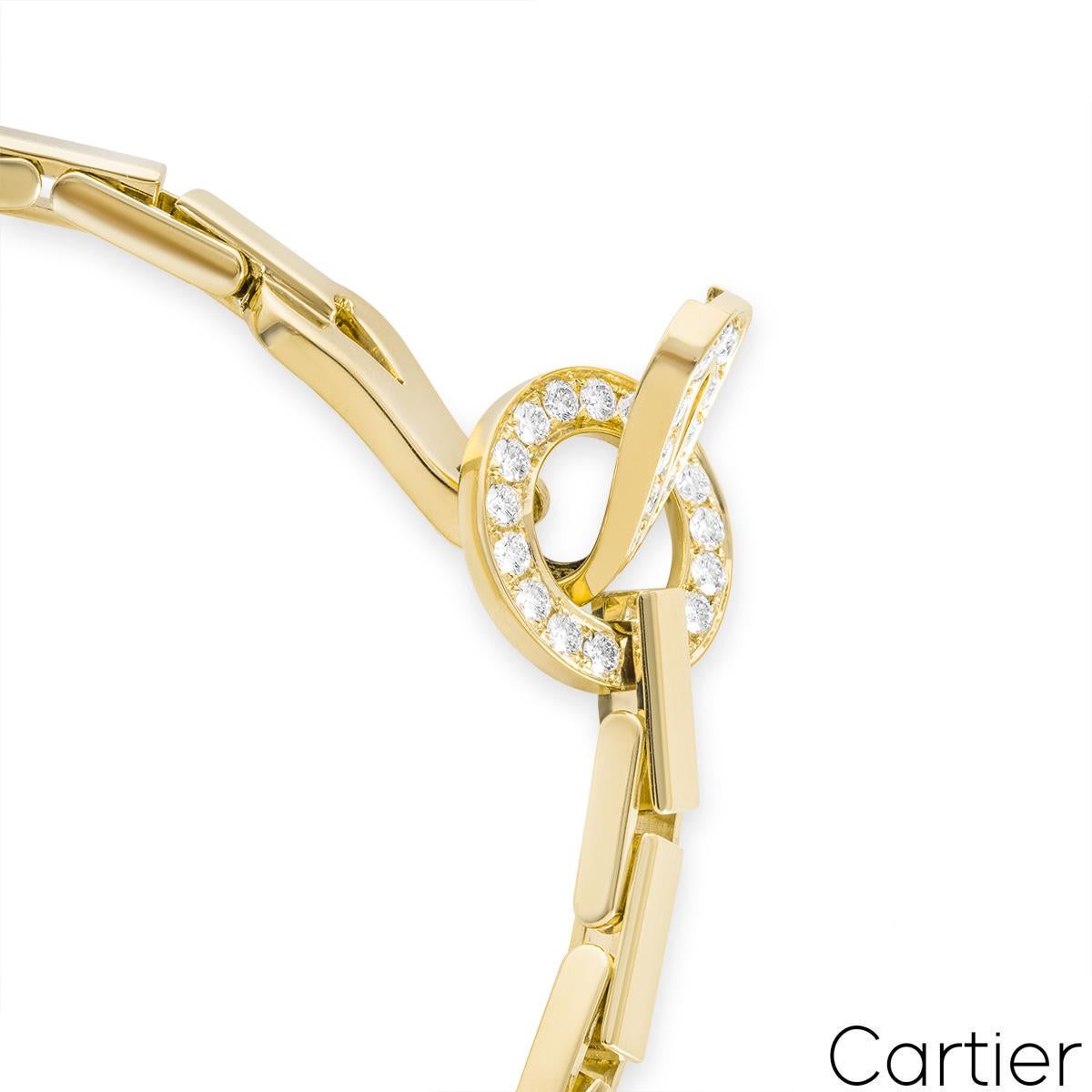 Cartier Yellow Gold Diamond Agrafe Bracelet In Excellent Condition In London, GB