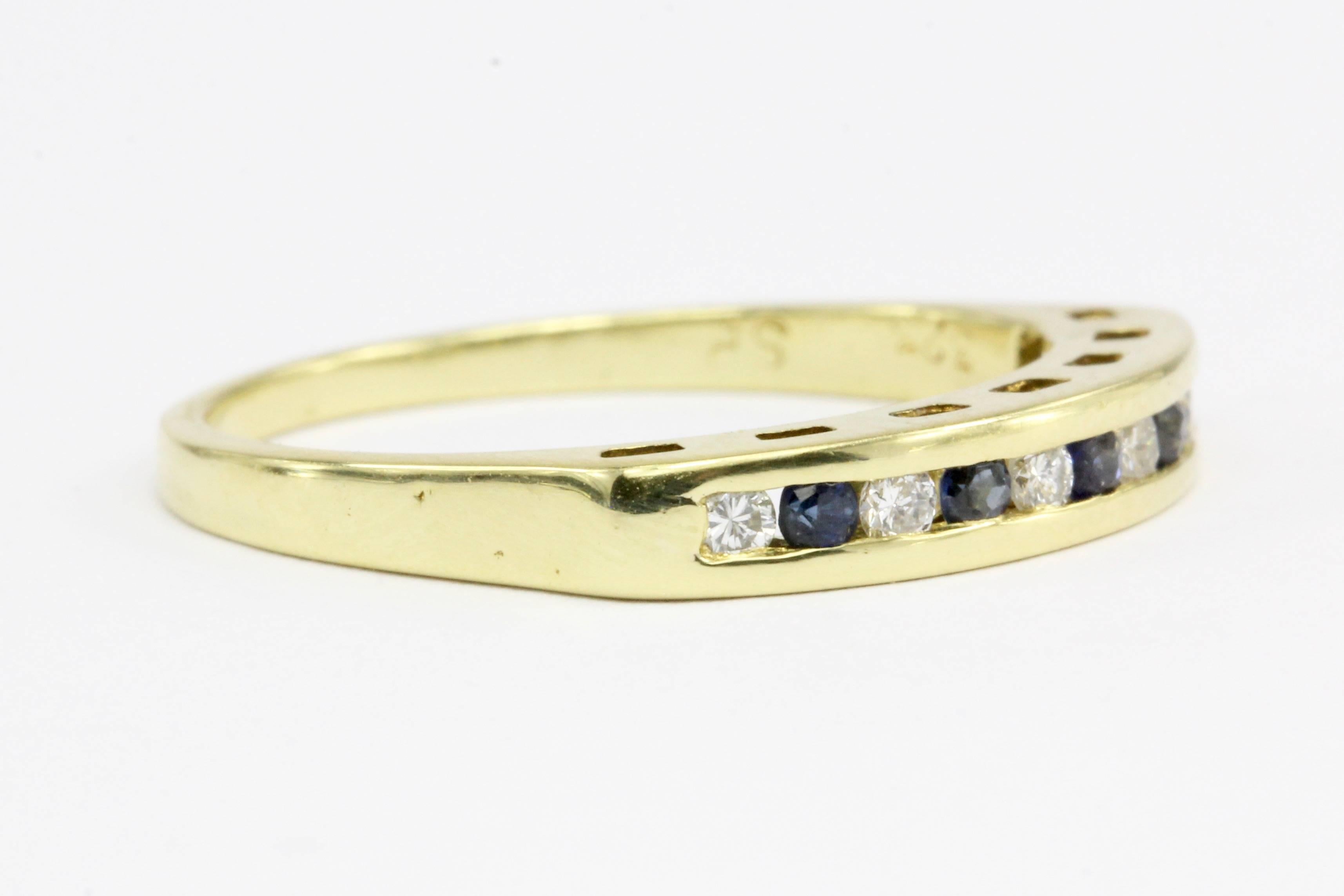 Cartier Yellow Gold Diamond and Sapphire Channel Set Half Band 1
