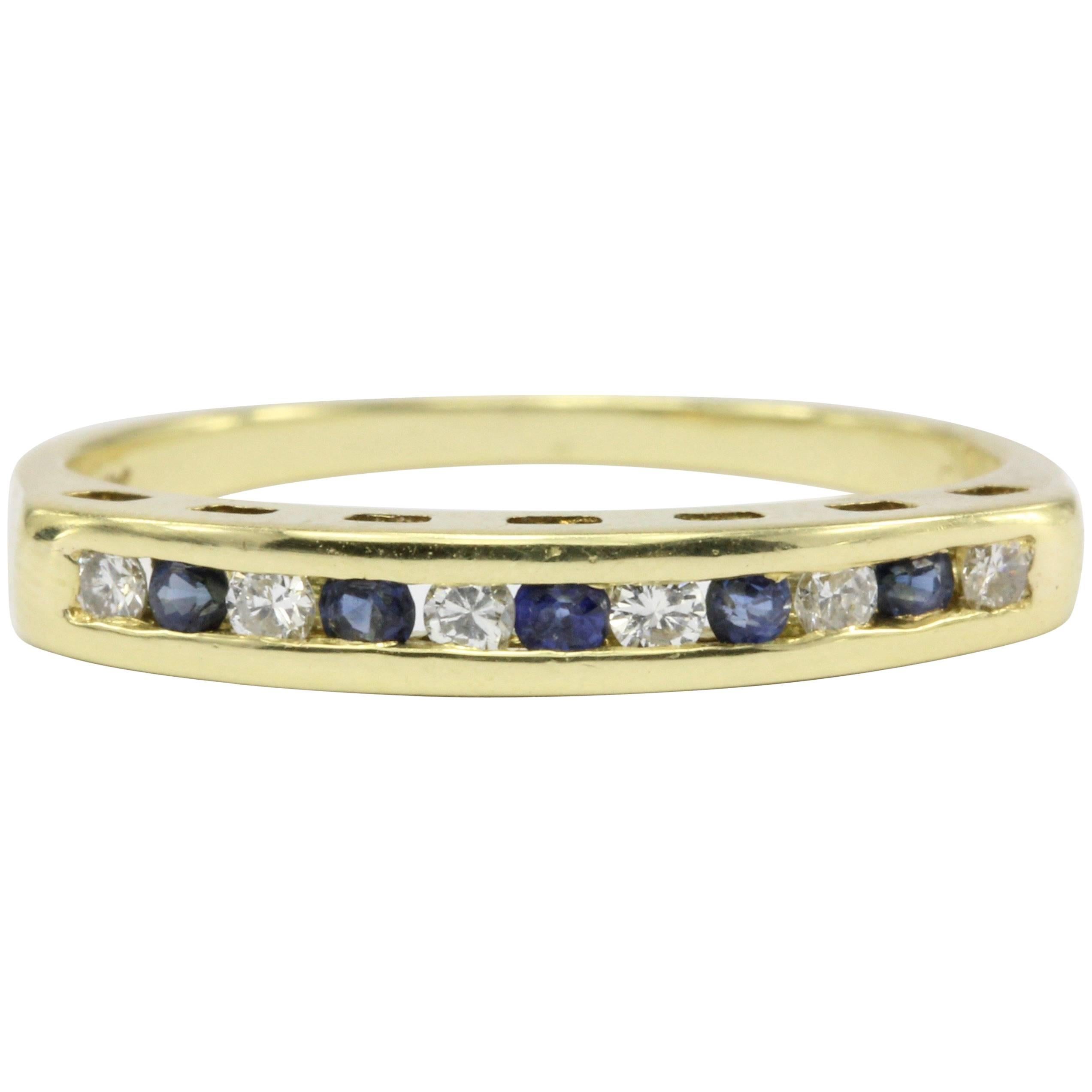 Cartier Yellow Gold Diamond and Sapphire Channel Set Half Band