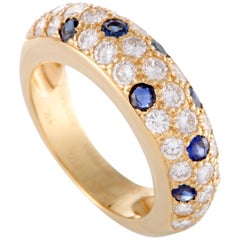 Cartier Yellow Gold Diamond and Sapphire Pave Band Ring