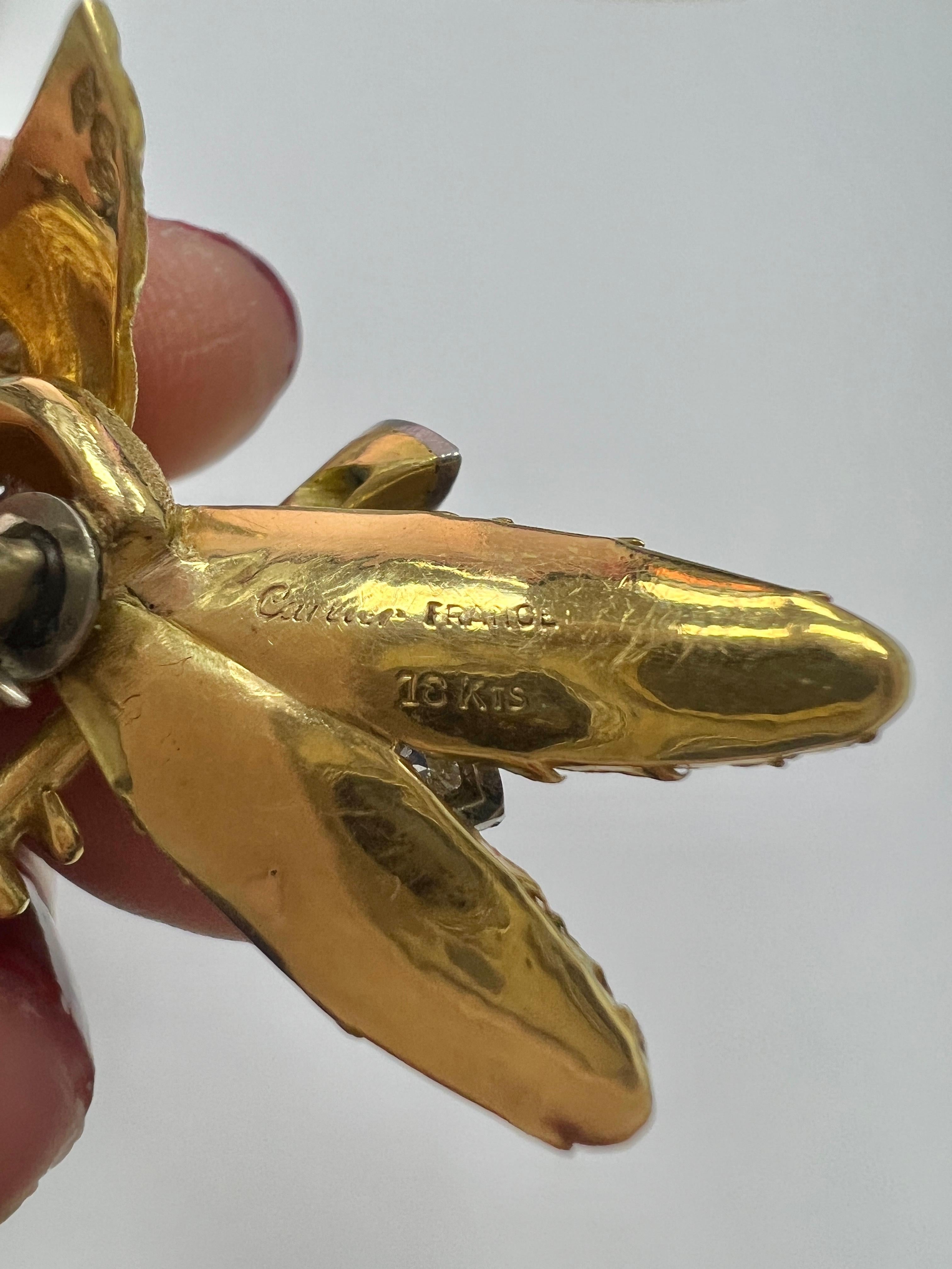 Cartier Yellow Gold Diamond Bird Brooch en Excelente estado para la venta en New York, NY