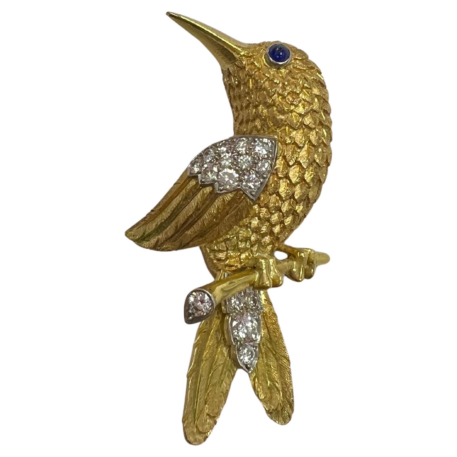 Cartier Yellow Gold Diamond Bird Brooch