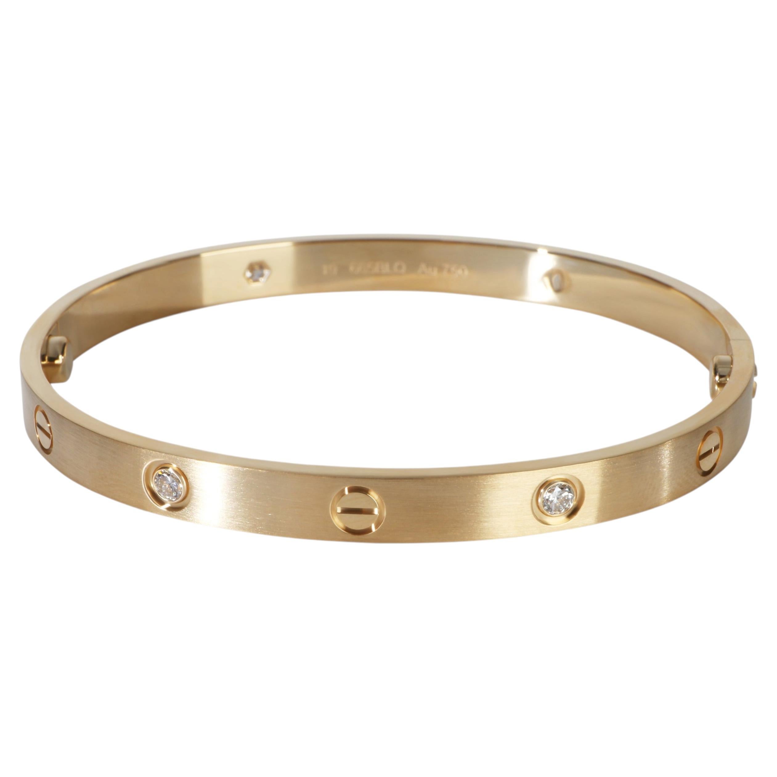 Cartier Love-Armband aus Gelbgold mit Diamanten und gebürsteter Oberfläche im Angebot