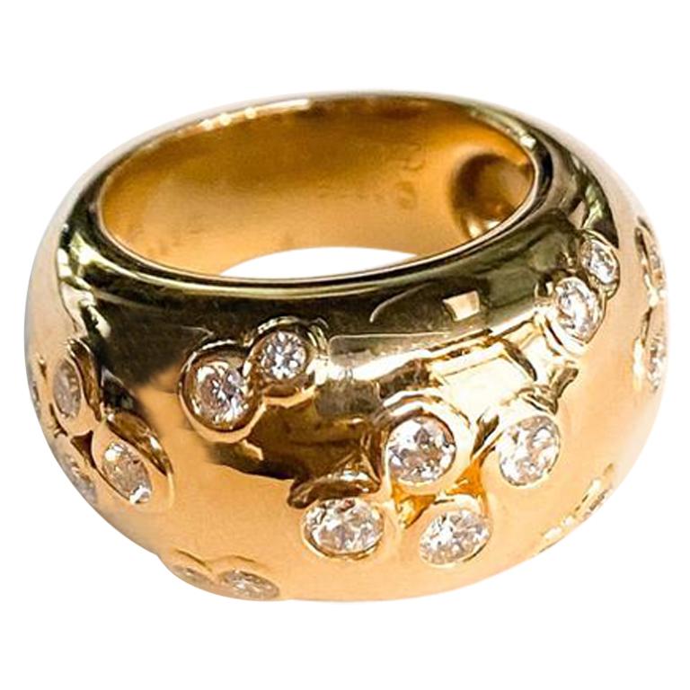 Cartier Yellow Gold Diamond Dome Ladies Ring at 1stDibs