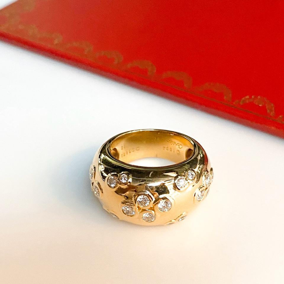 Modern Cartier Yellow Gold Diamond Dome Ladies Ring