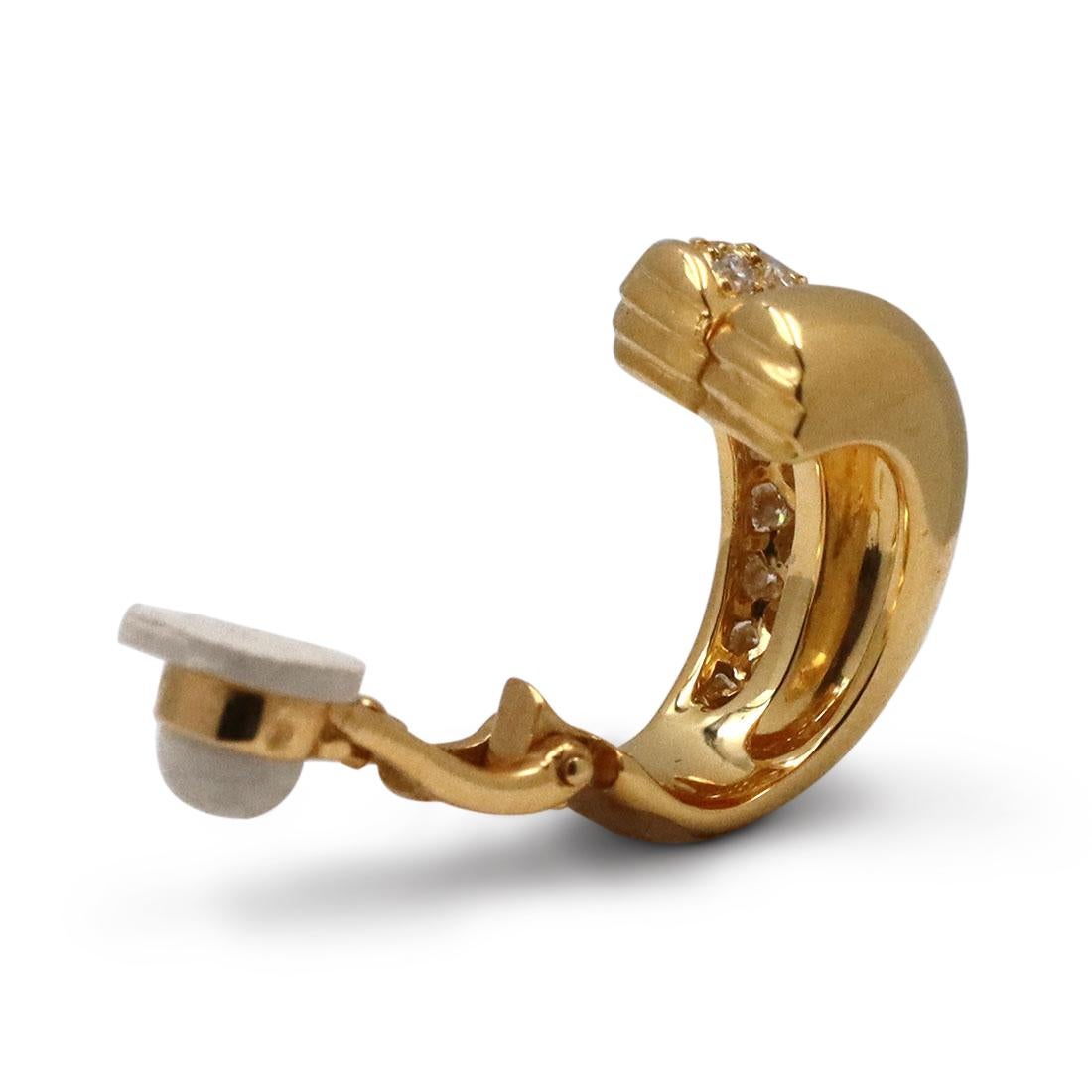 Women's or Men's Cartier Yellow Gold Diamond Double Hoop Earrings