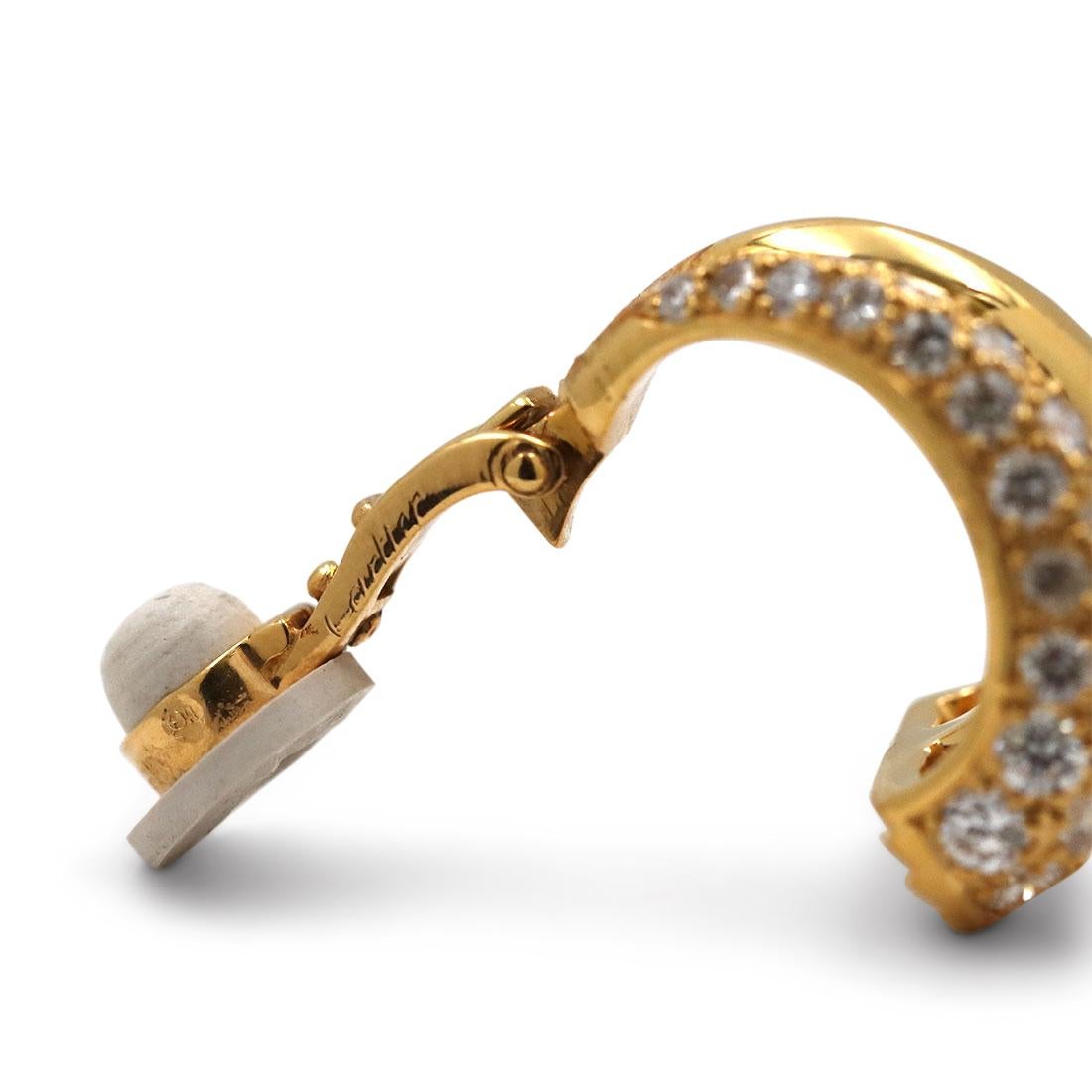 Cartier Yellow Gold Diamond Double Hoop Earrings 1