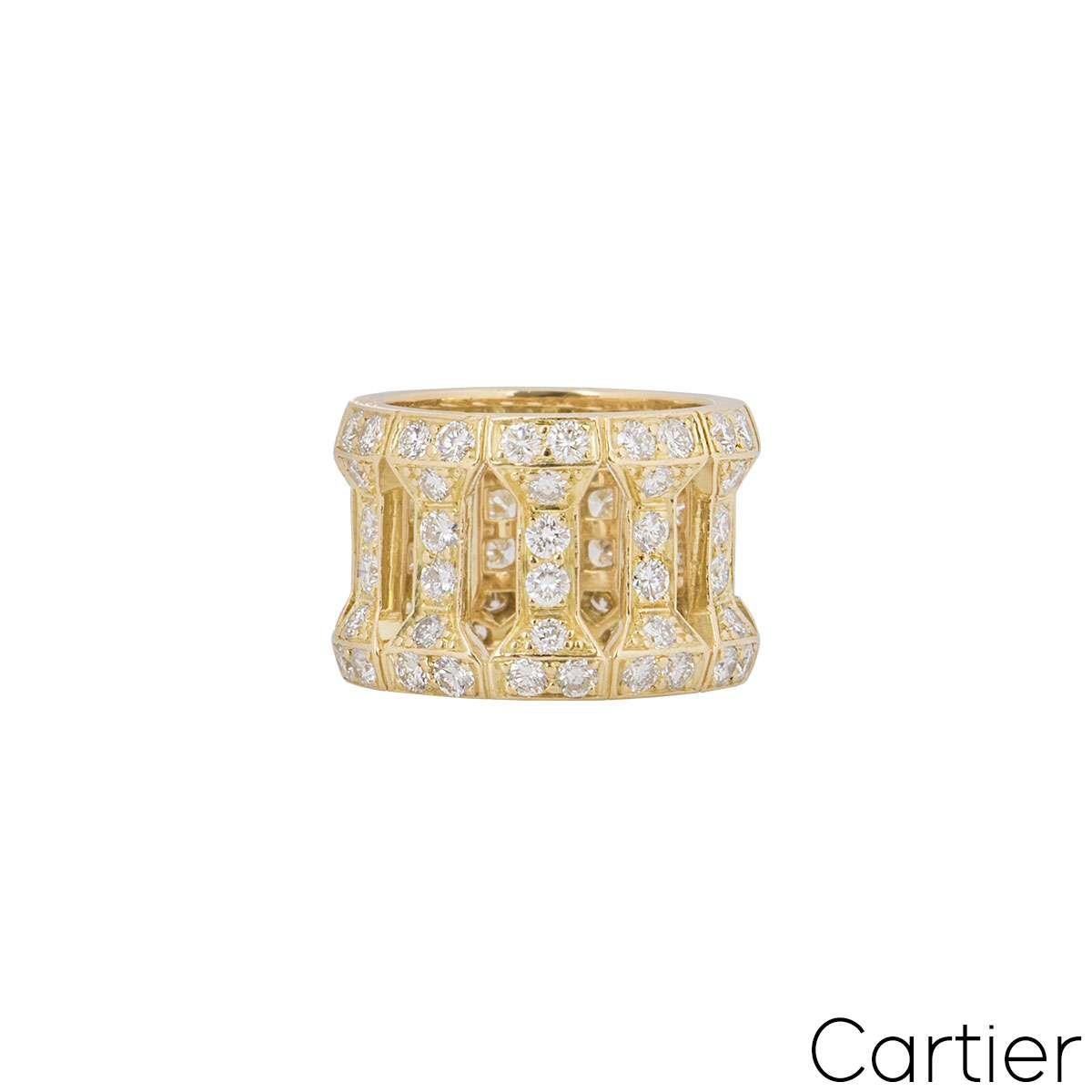 Round Cut Cartier Yellow Gold Diamond Dress Ring 3.52 Cts