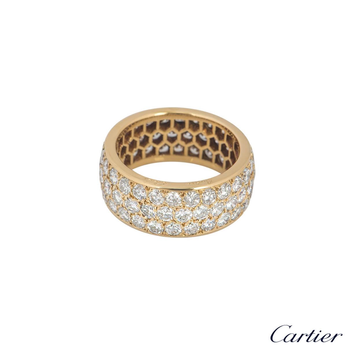 Round Cut Cartier Yellow Gold Diamond Full Eternity Ring 3.60 Carat