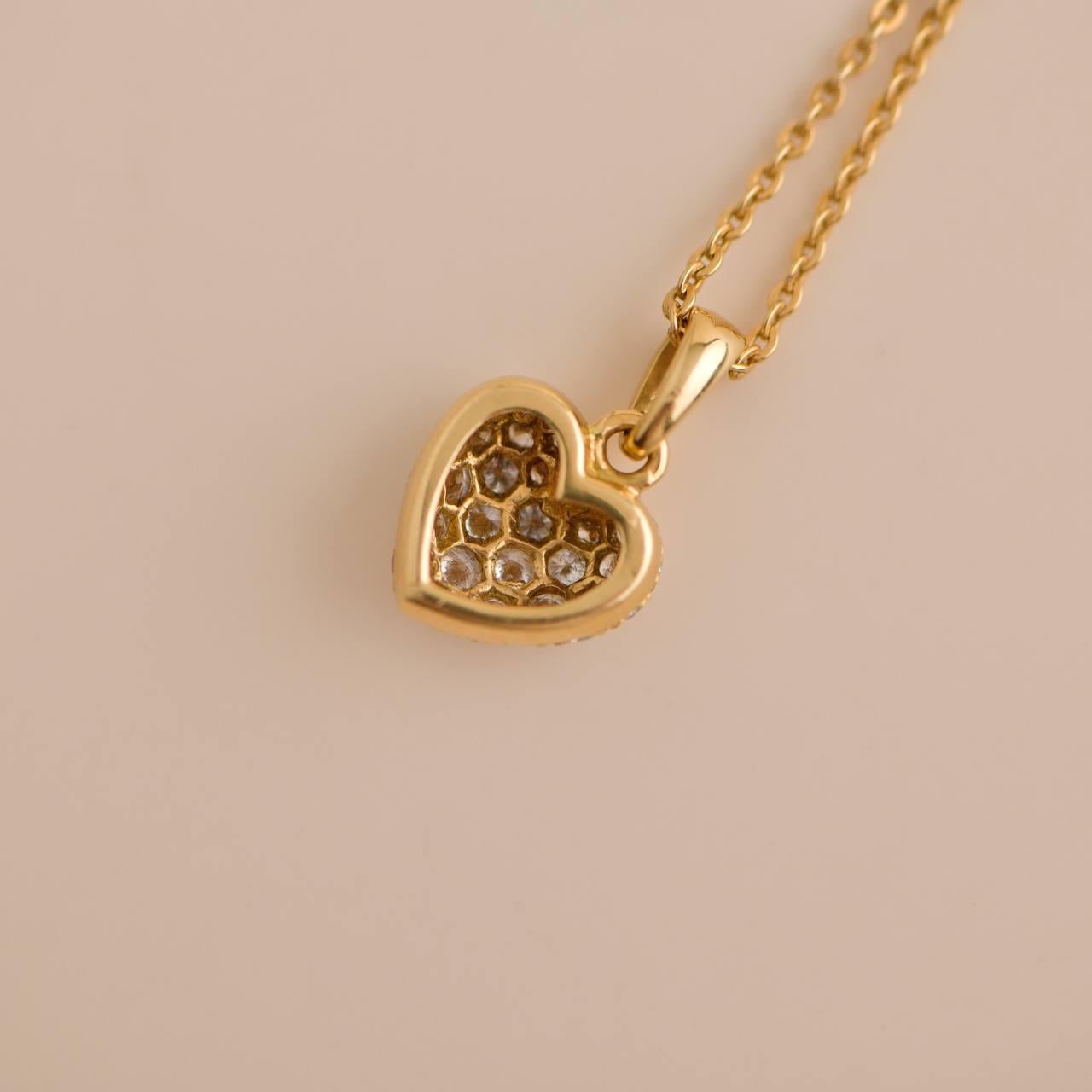 Cartier Yellow Gold Diamond Heart Pendant In Excellent Condition For Sale In Banbury, GB