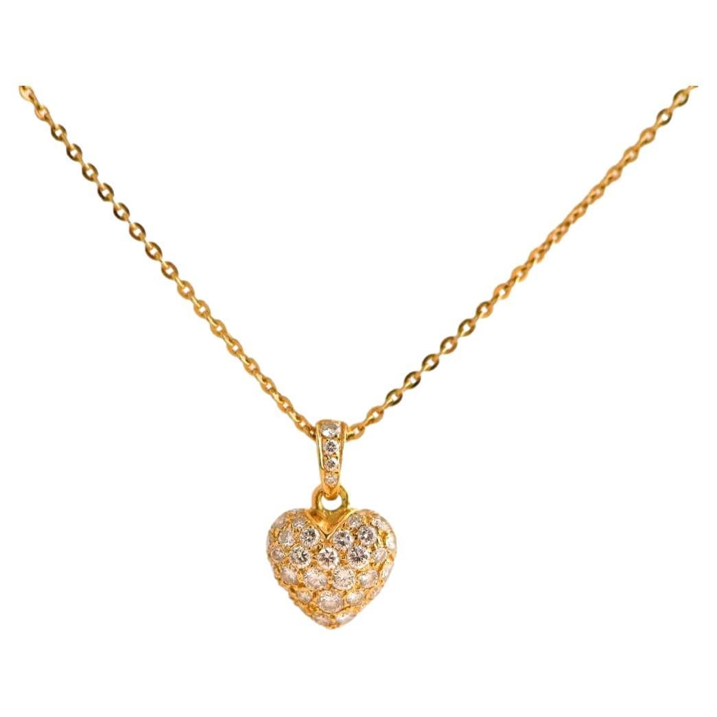 Cartier Yellow Gold Diamond Heart Pendant For Sale