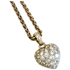 Cartier Yellow Gold Diamond Heart Pendant Necklace