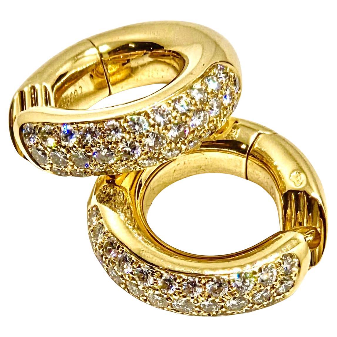 Créoles en or jaune à diamants de Cartier, 1,5 cm, 12,80 g en vente