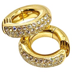 Cartier Yellow Gold Diamond Hoop Earrings, 1.5 cm, 12.80 g