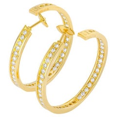 Cartier Yellow Gold Diamond Hoop Earrings 1.93 Carats