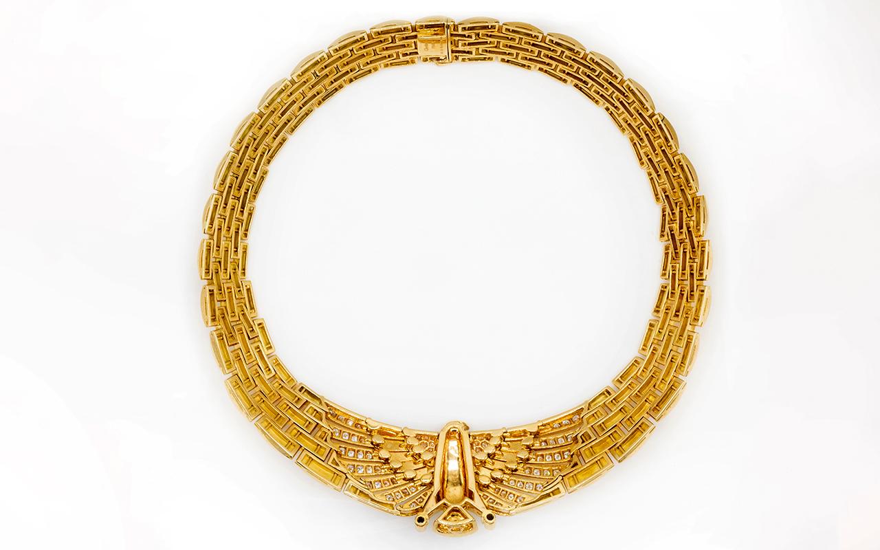 Modern Cartier Yellow Gold Diamond Horus Collar 18 Karat Necklace