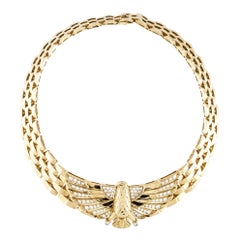 Cartier Yellow Gold Diamond Horus Collar 18 Karat Necklace