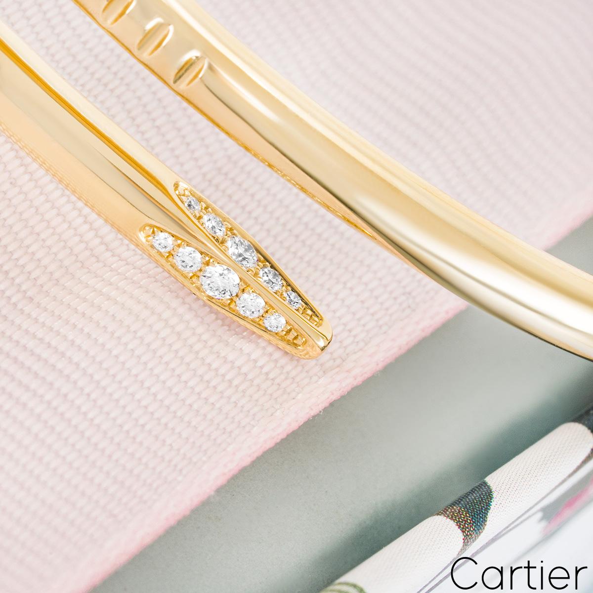 Cartier Yellow Gold Diamond Juste Un Clou Bracelet Size 16 B6048616 In Excellent Condition For Sale In London, GB