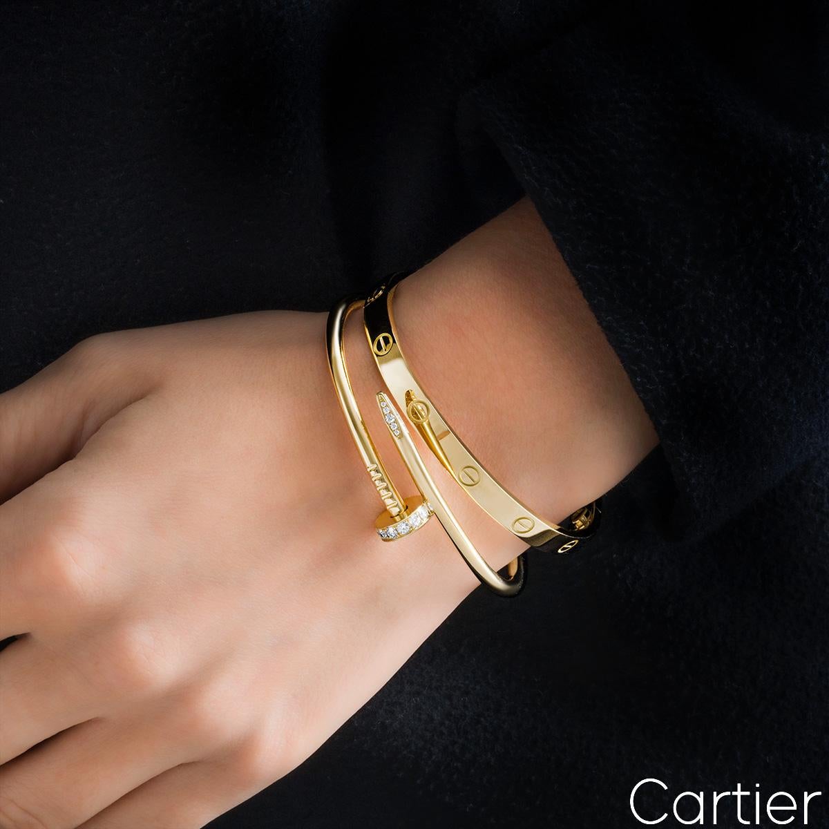 Cartier Yellow Gold Diamond Juste Un Clou Bracelet Size 16 B6048616 For Sale 1