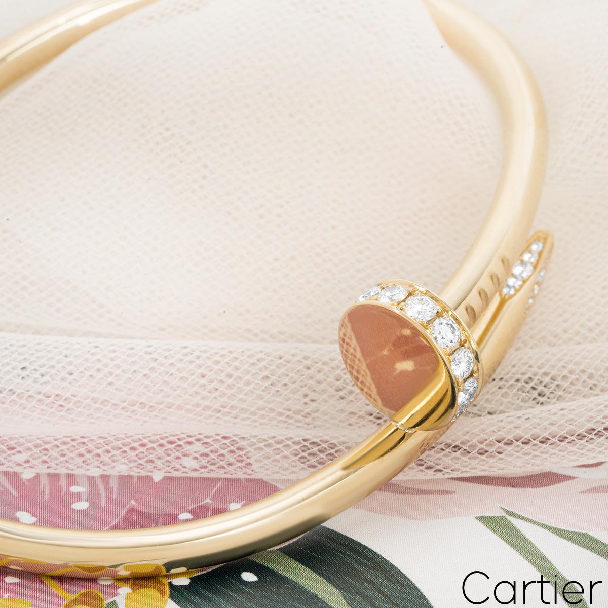 Cartier Yellow Gold Diamond Juste Un Clou Bracelet Size 17 B6048617 For Sale 1