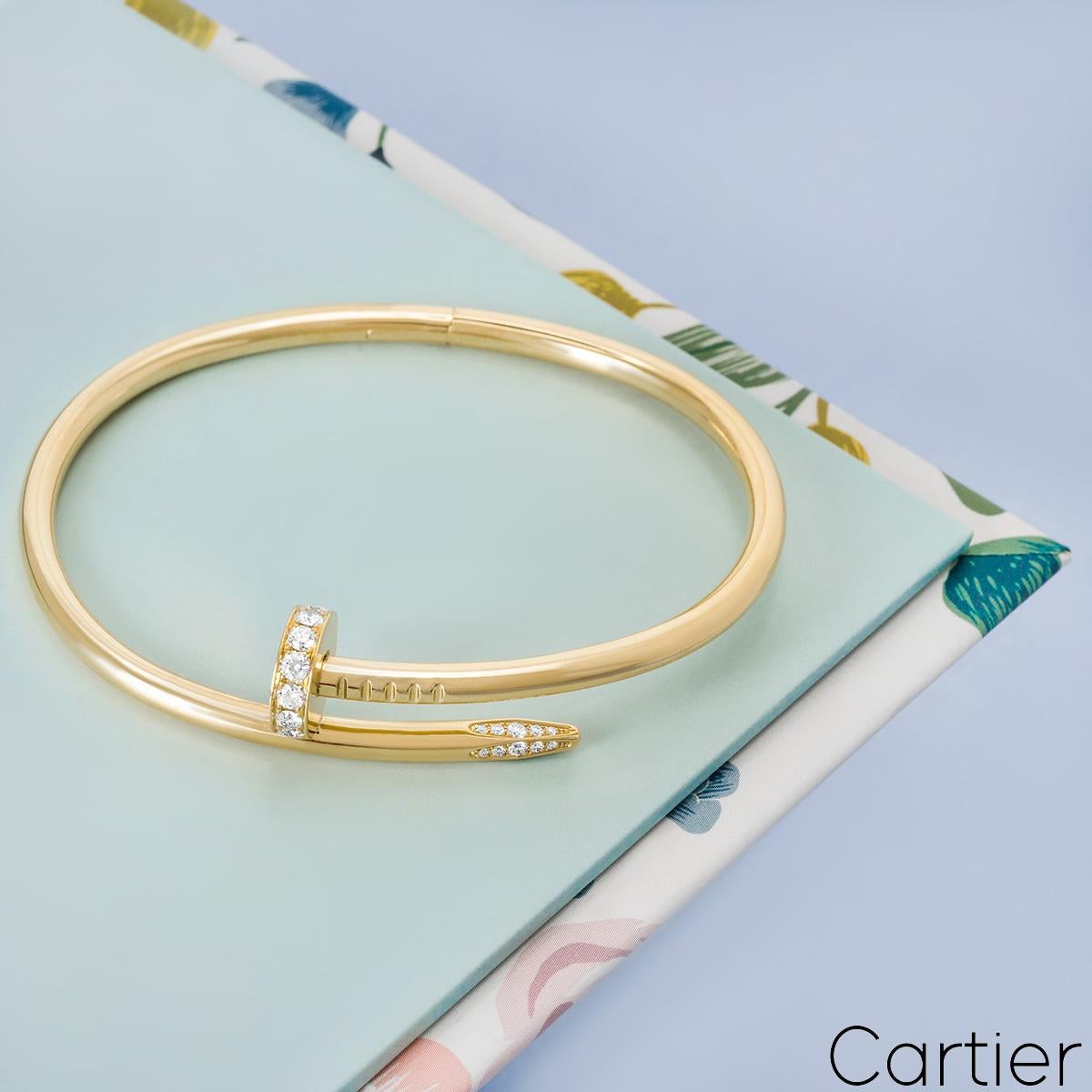 Cartier Yellow Gold Diamond Juste Un Clou Bracelet Size 18 B6048618 In Excellent Condition For Sale In London, GB