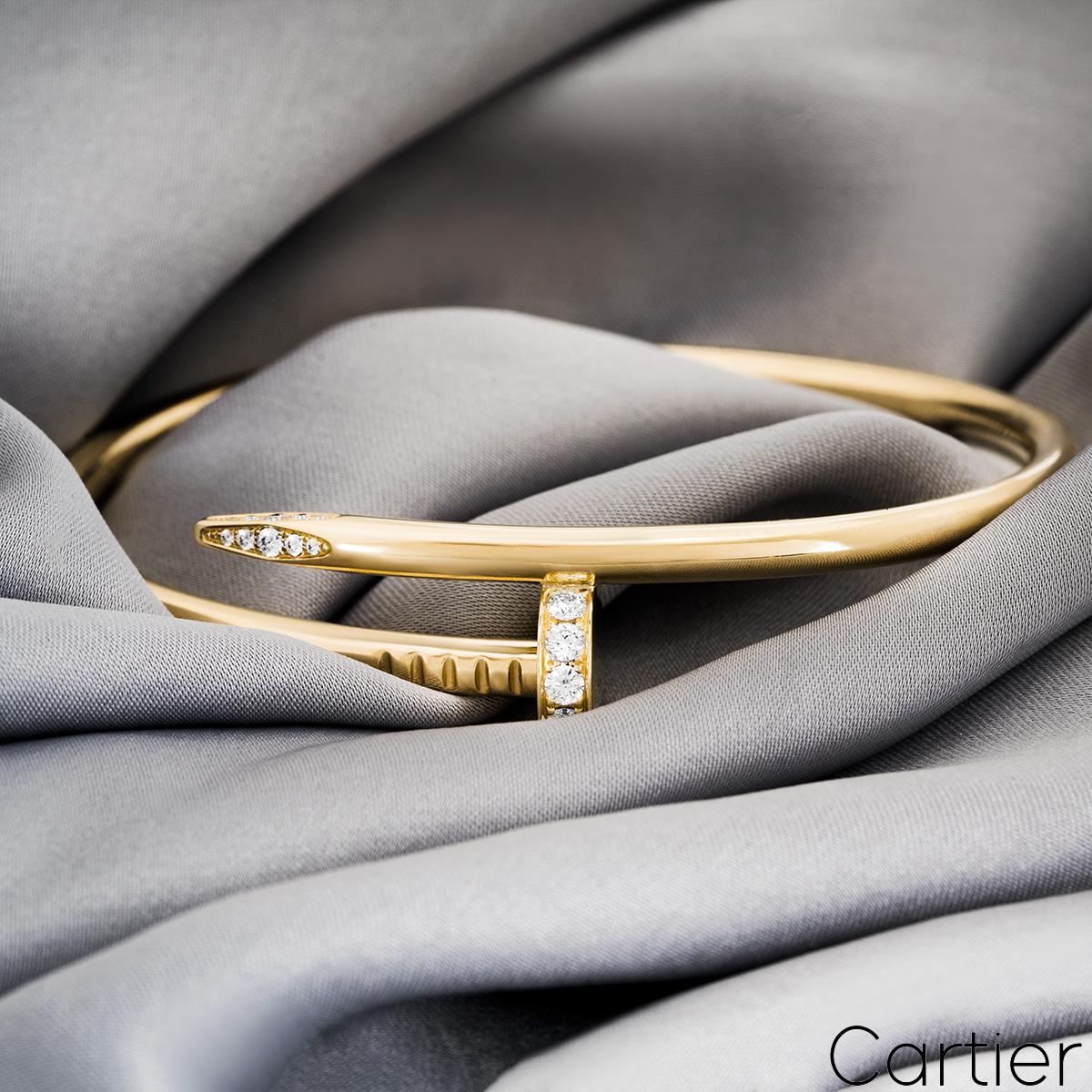 Cartier Yellow Gold Diamond Juste Un Clou Bracelet Size 18 B6048618 For Sale 1