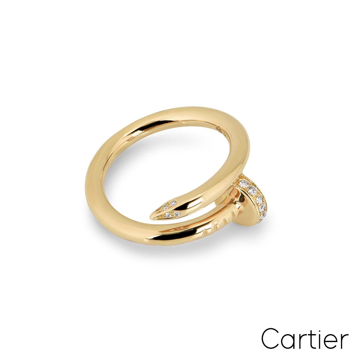 Cartier Yellow Gold Diamond Juste Un Clou Ring Size 48 B4216900 In Excellent Condition For Sale In London, GB