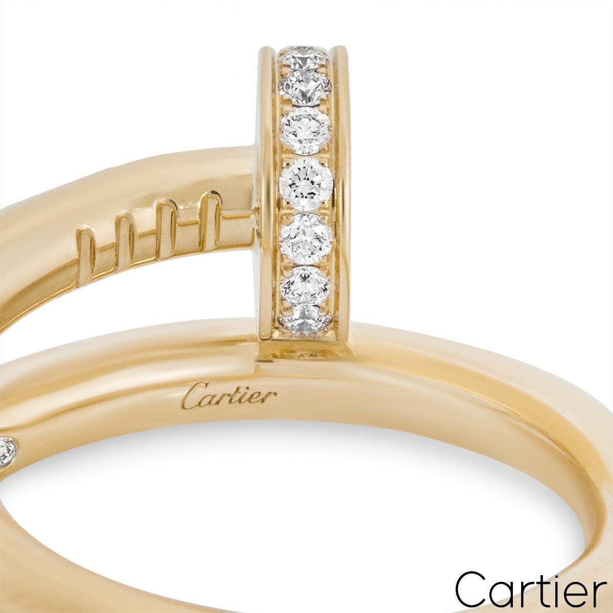 Women's Cartier Yellow Gold Diamond Juste Un Clou Ring Size 48 B4216900 For Sale