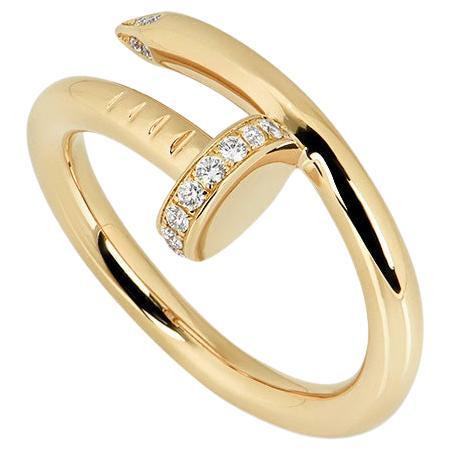 Cartier Yellow Gold Diamond Juste Un Clou Ring Size 48 B4216900 For Sale