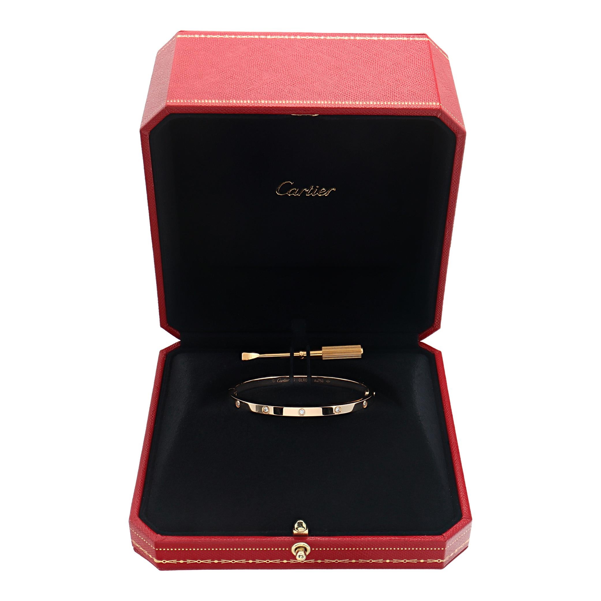 Cartier Bracciale LOVE con diamanti in oro giallo (include scatola e cacciavite) In condizioni ottime in vendita a Surfside, FL