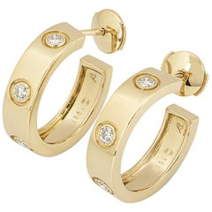 Cartier Yellow Gold Diamond Love Hoop Earrings