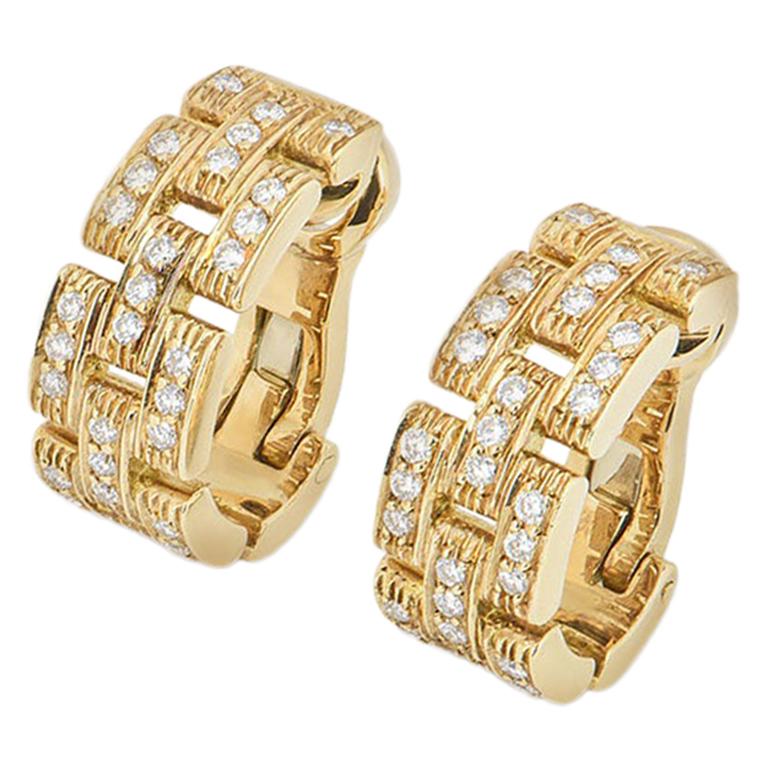 Cartier Yellow Gold Diamond Maillon Panthere Ear Clips
