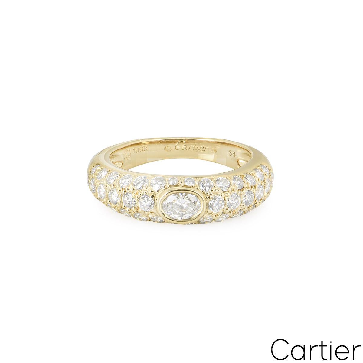 Contemporary Cartier Yellow Gold Diamond Mimi Ring Size 54 For Sale