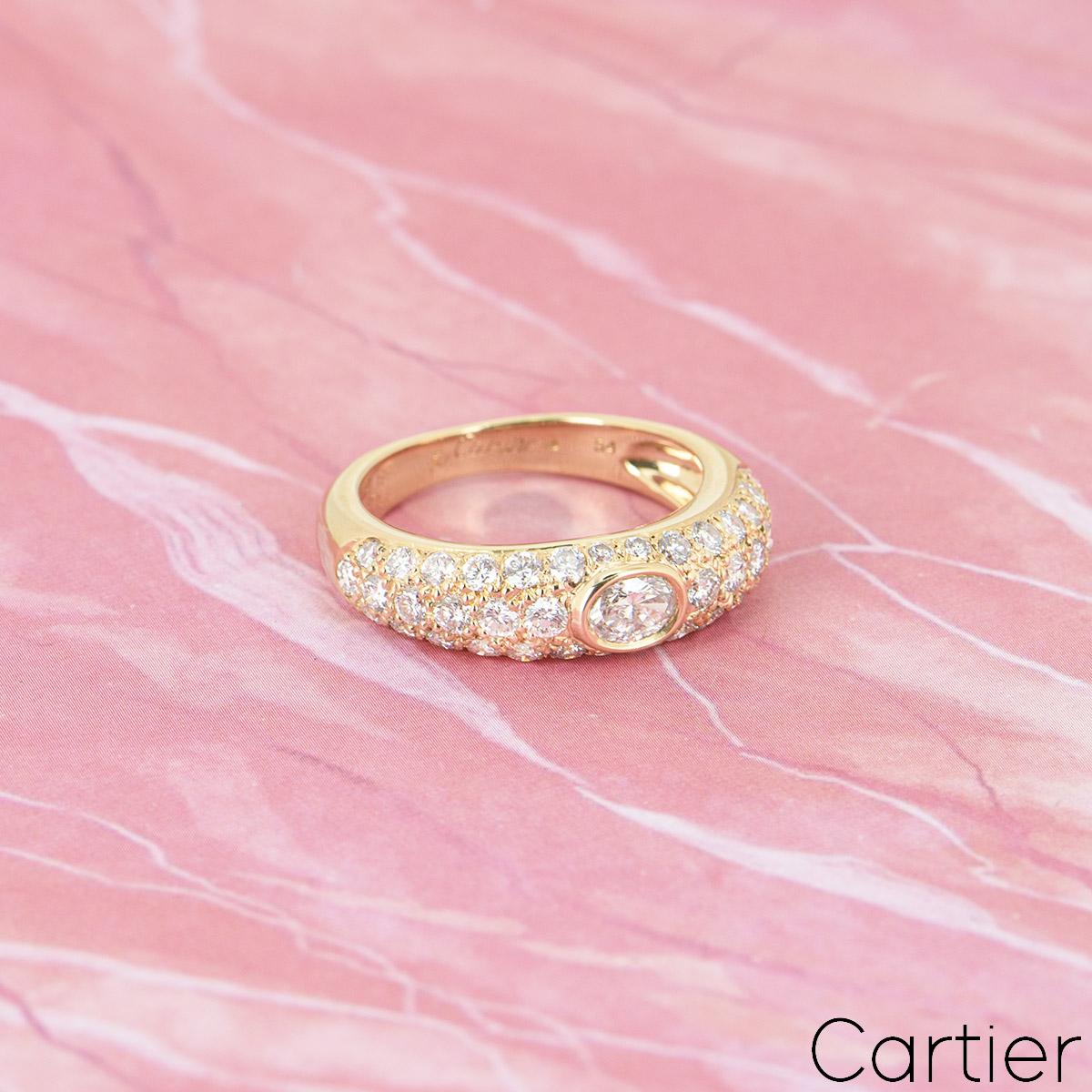Cartier Yellow Gold Diamond Mimi Ring Size 54 In Excellent Condition For Sale In London, GB
