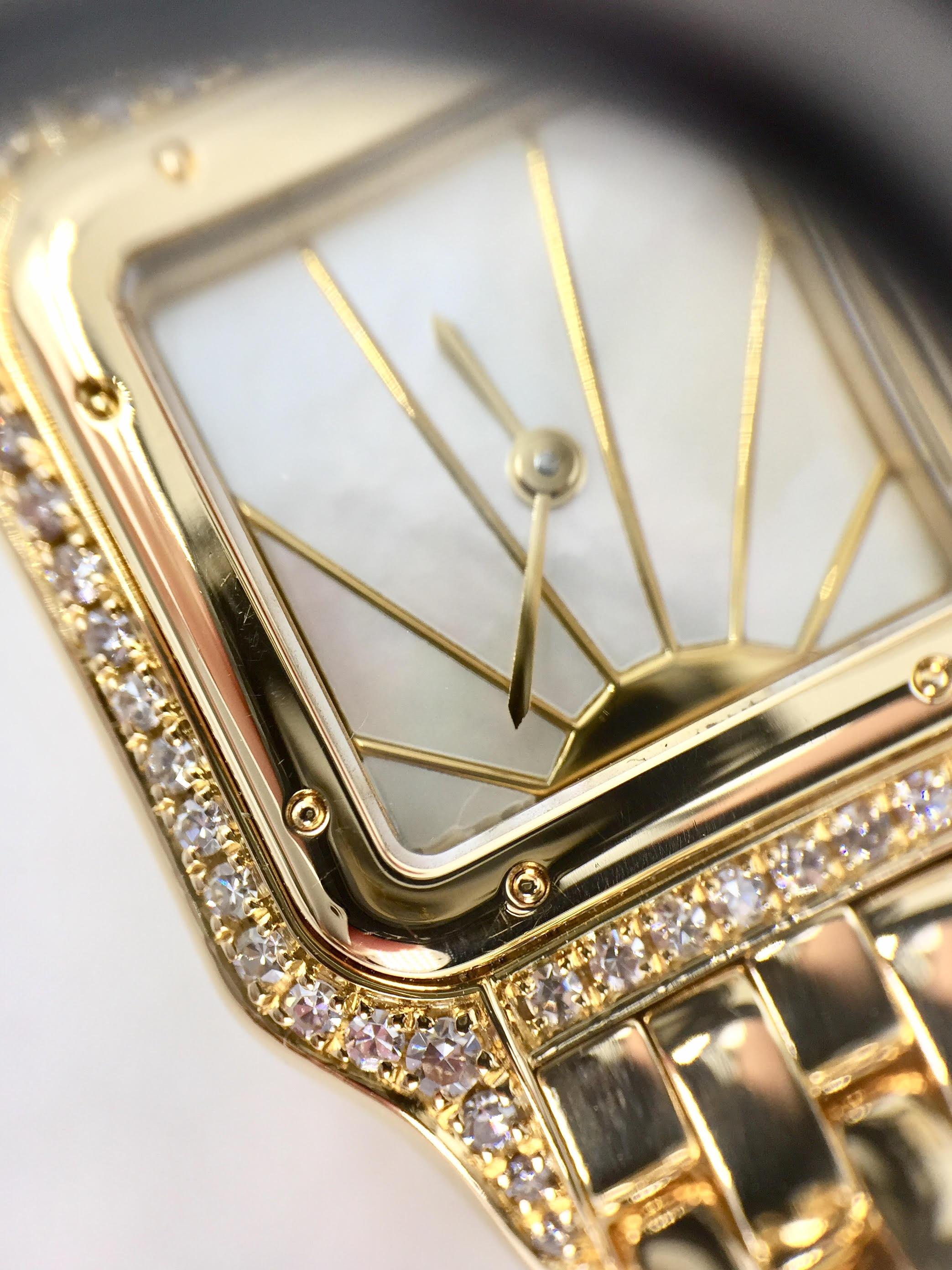 Cartier yellow Gold Diamond Mother-of-Pearl Panthére Quartz Wristwatch  2