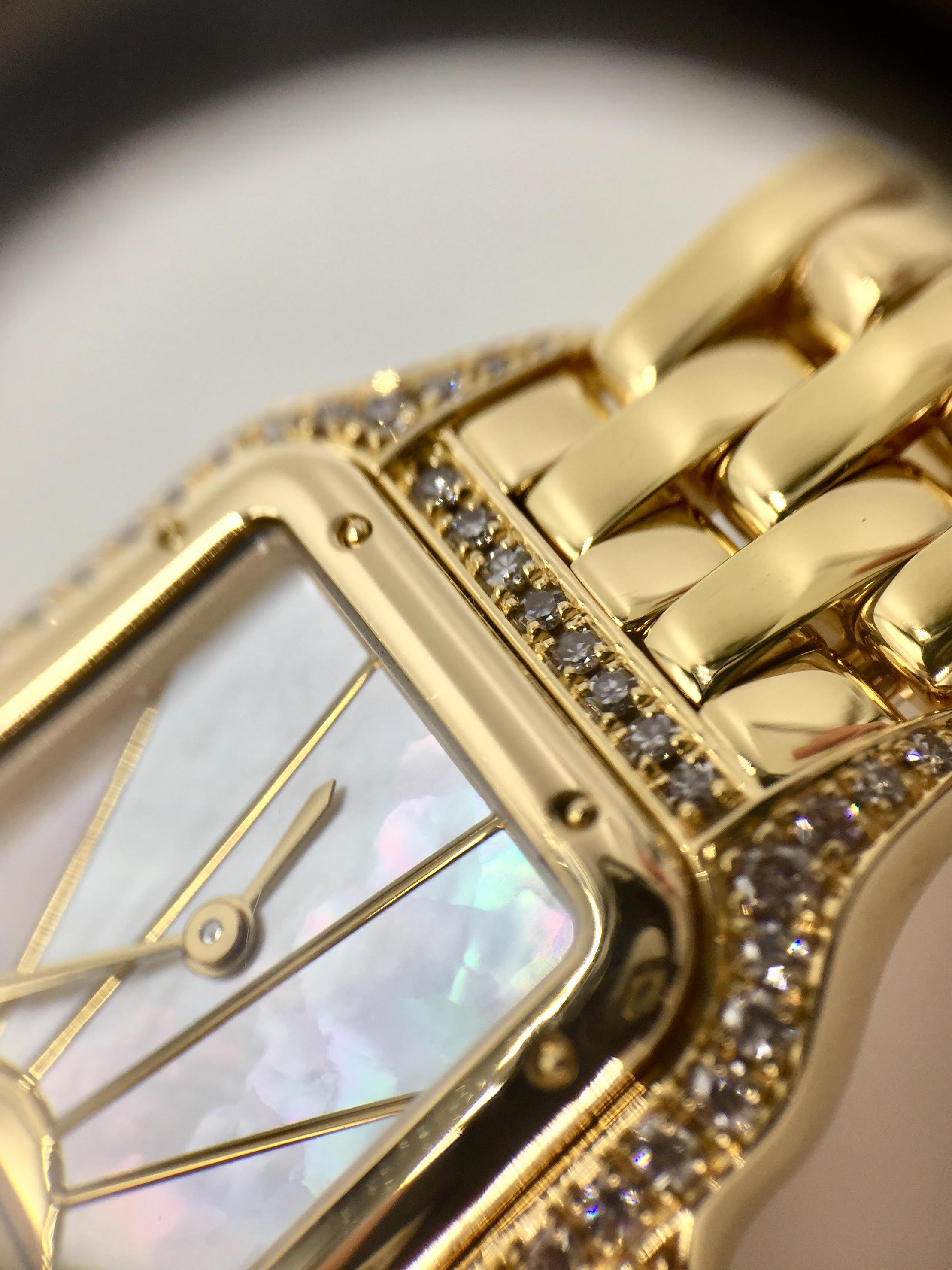 Cartier yellow Gold Diamond Mother-of-Pearl Panthére Quartz Wristwatch  3